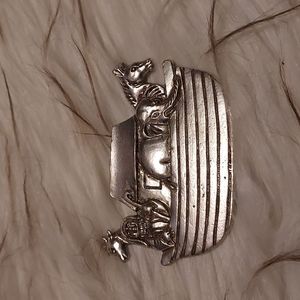 Noah's Ark vintage silver pin